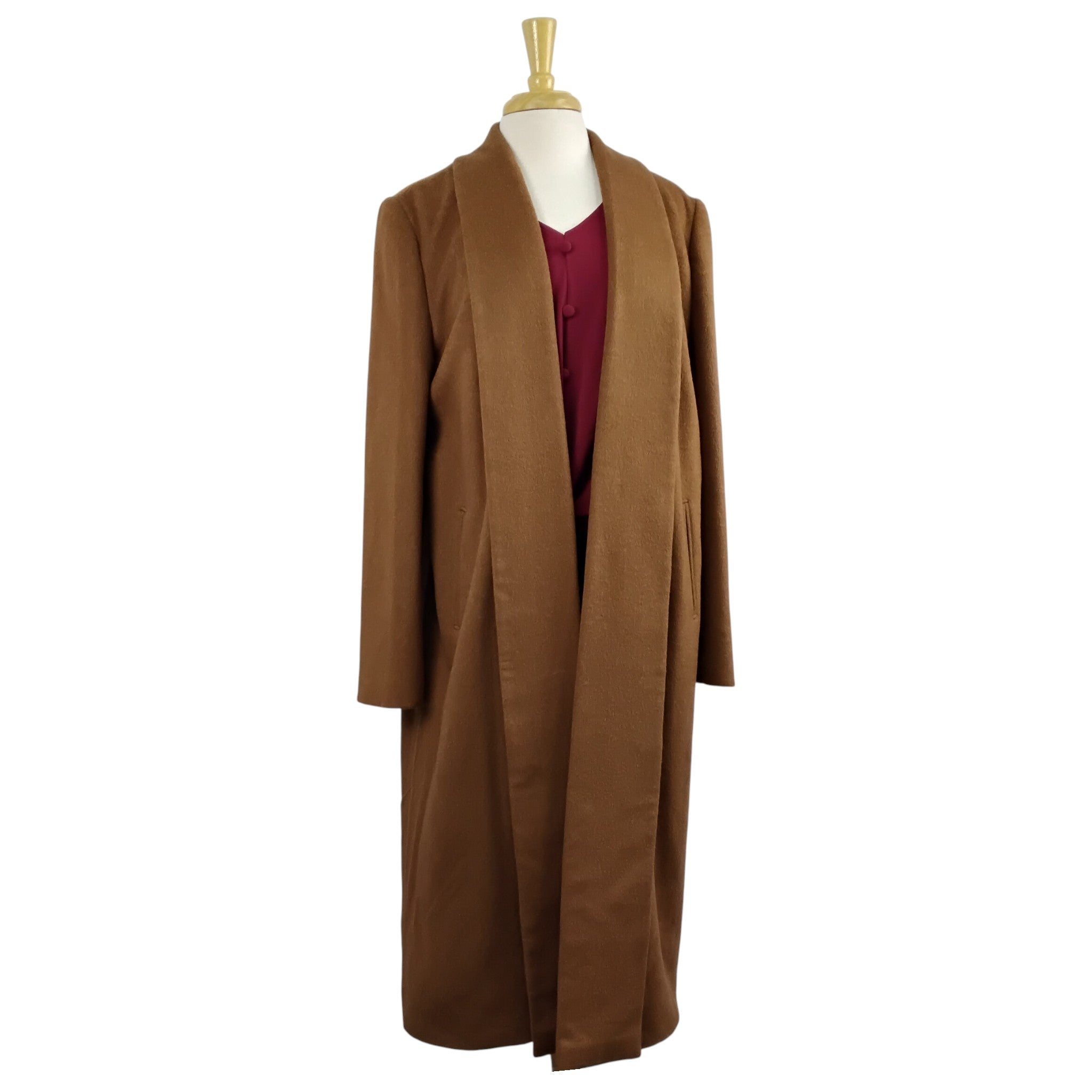 Classic Elegance Long Open Front Alpaca Coat