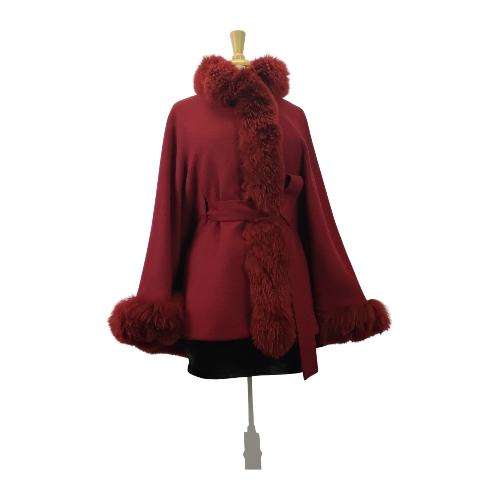 Fall Expression Fur Trimmed Alpaca Cape