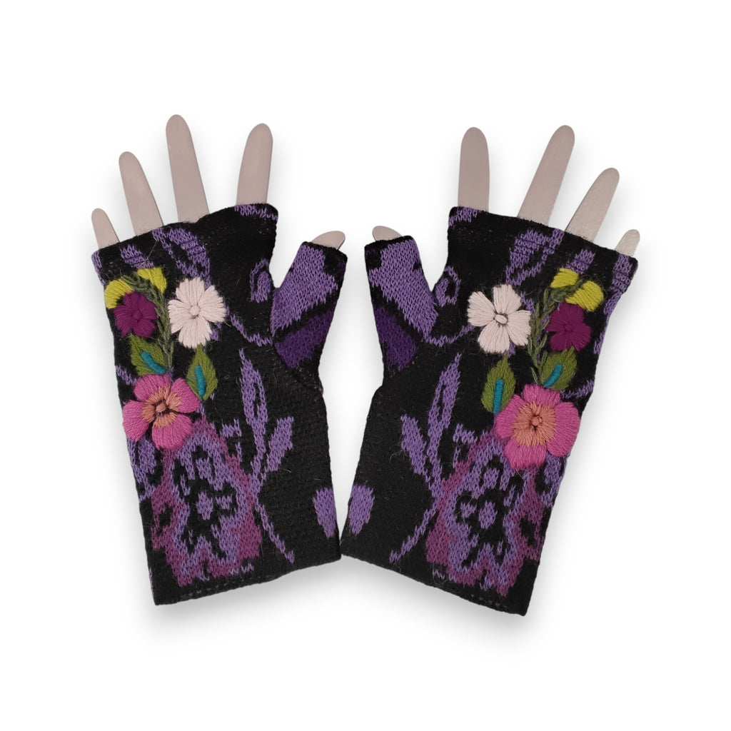 Flowered Fingerless Gloves