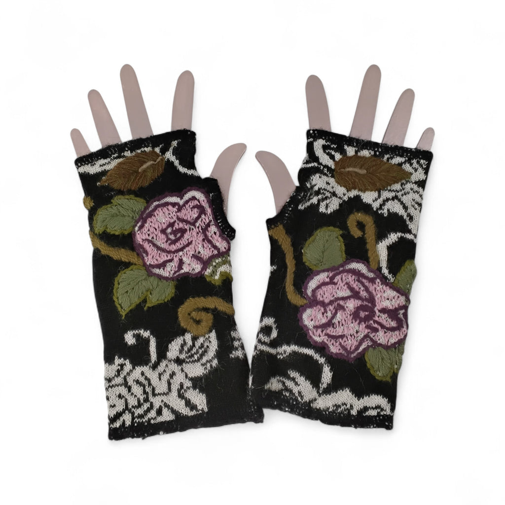 Flowered Knit Gauntlets