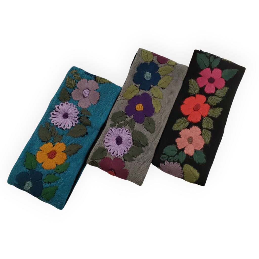 Embroidered Flowered Headband