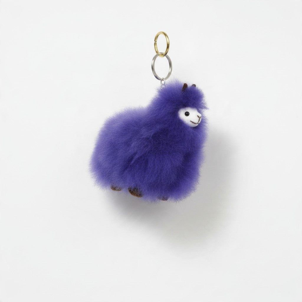 Huacaya Alpaca Standing Plush Toy Keychain Dyed in Fun Colors