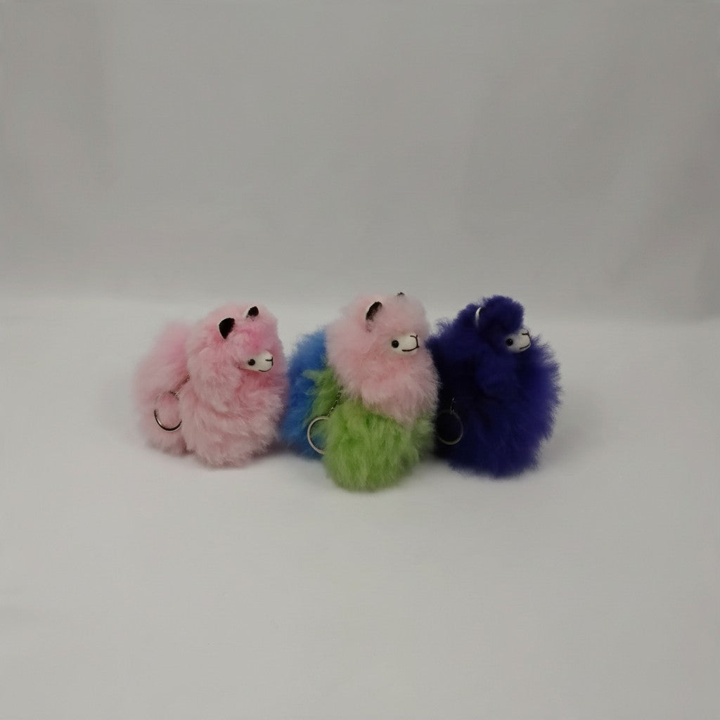 Huacaya Alpaca Standing Plush Toy Keychain Dyed in Fun Colors