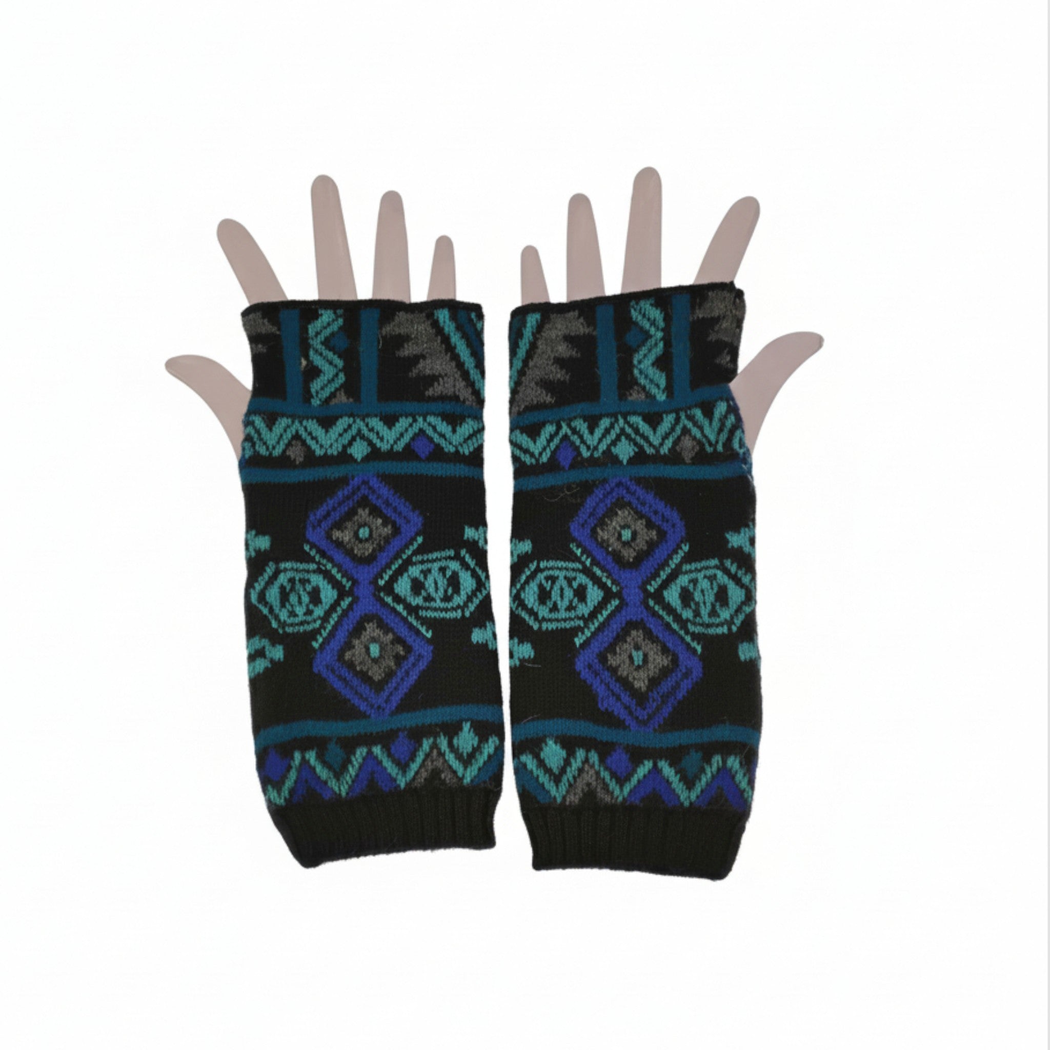 Nancy Pattern Alpaca Gauntlets / Fingerless Gloves