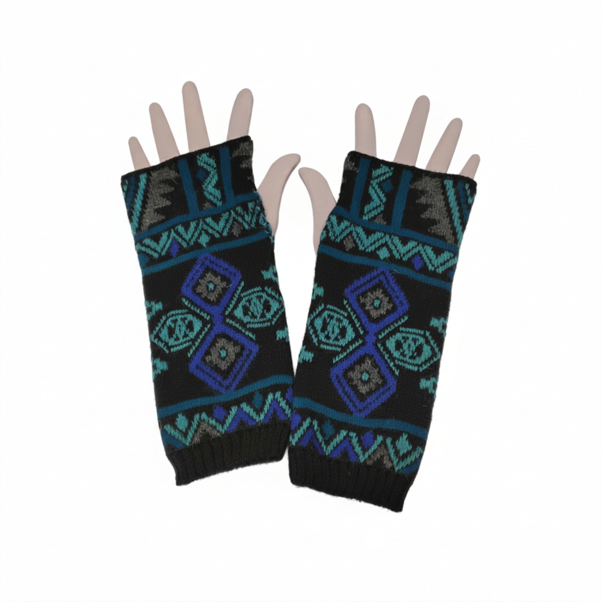 Nancy Pattern Alpaca Gauntlets / Fingerless Gloves