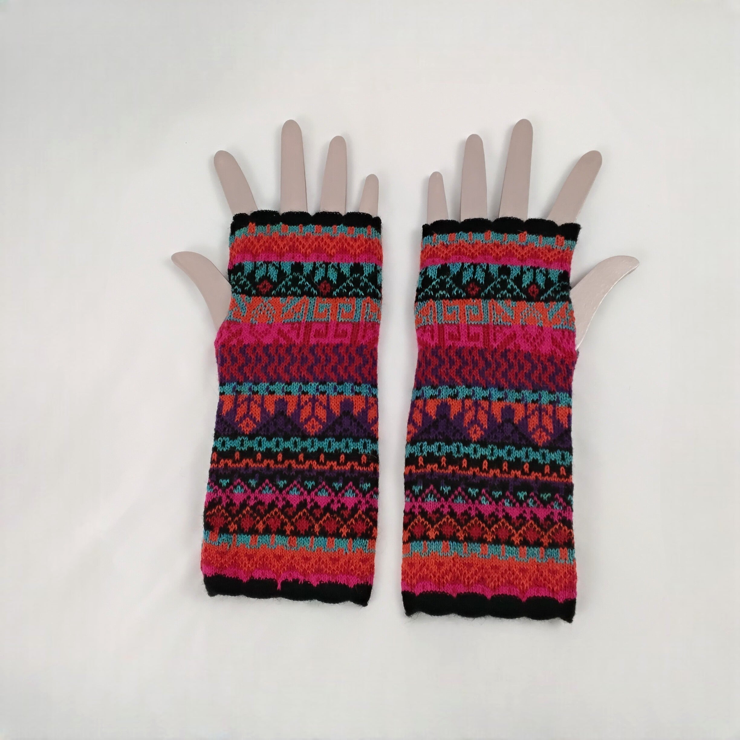 Quechua Design Fun Multicolor Andean Stripe Fingerless Gloves