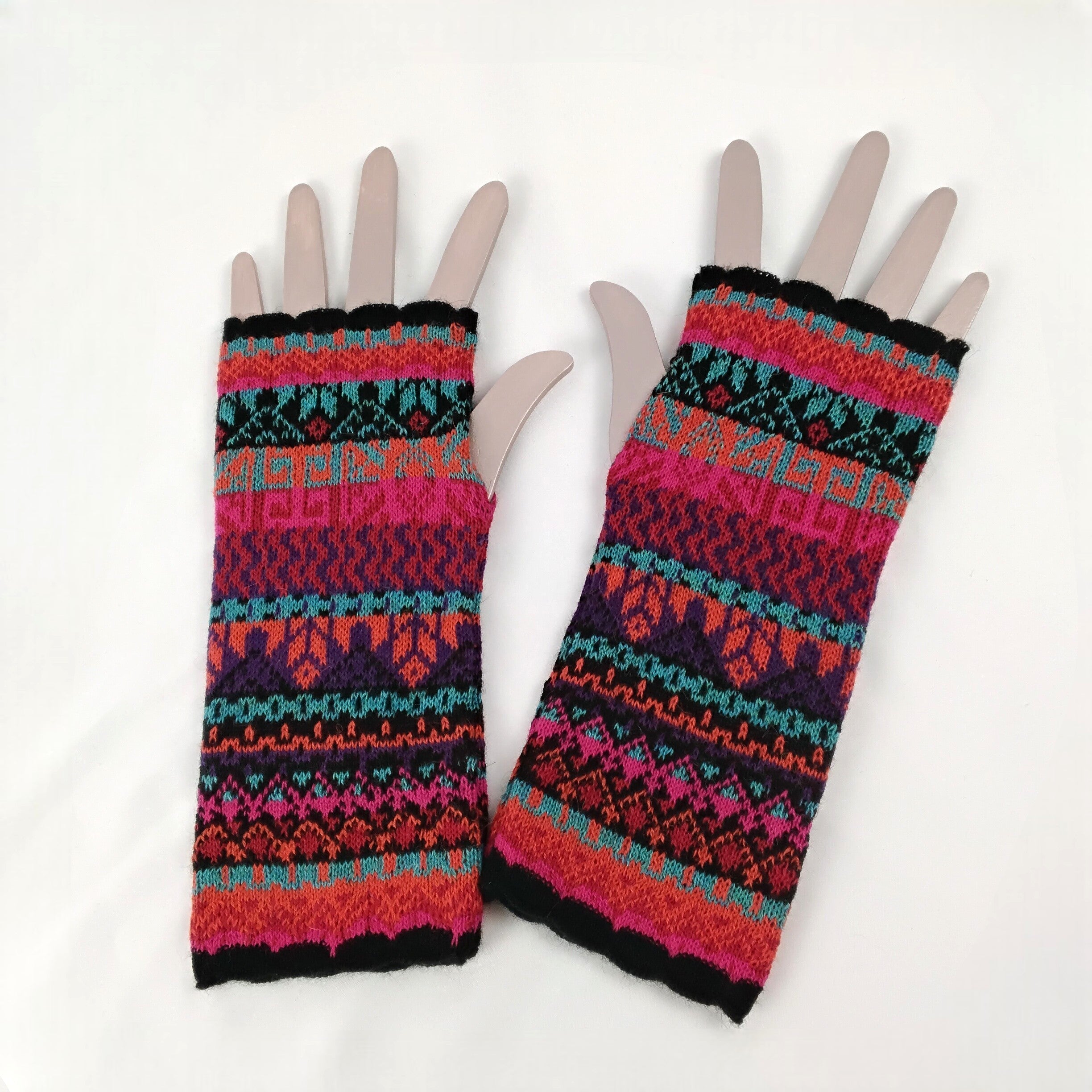 Quechua Design Fun Multicolor Andean Stripe Fingerless Gloves