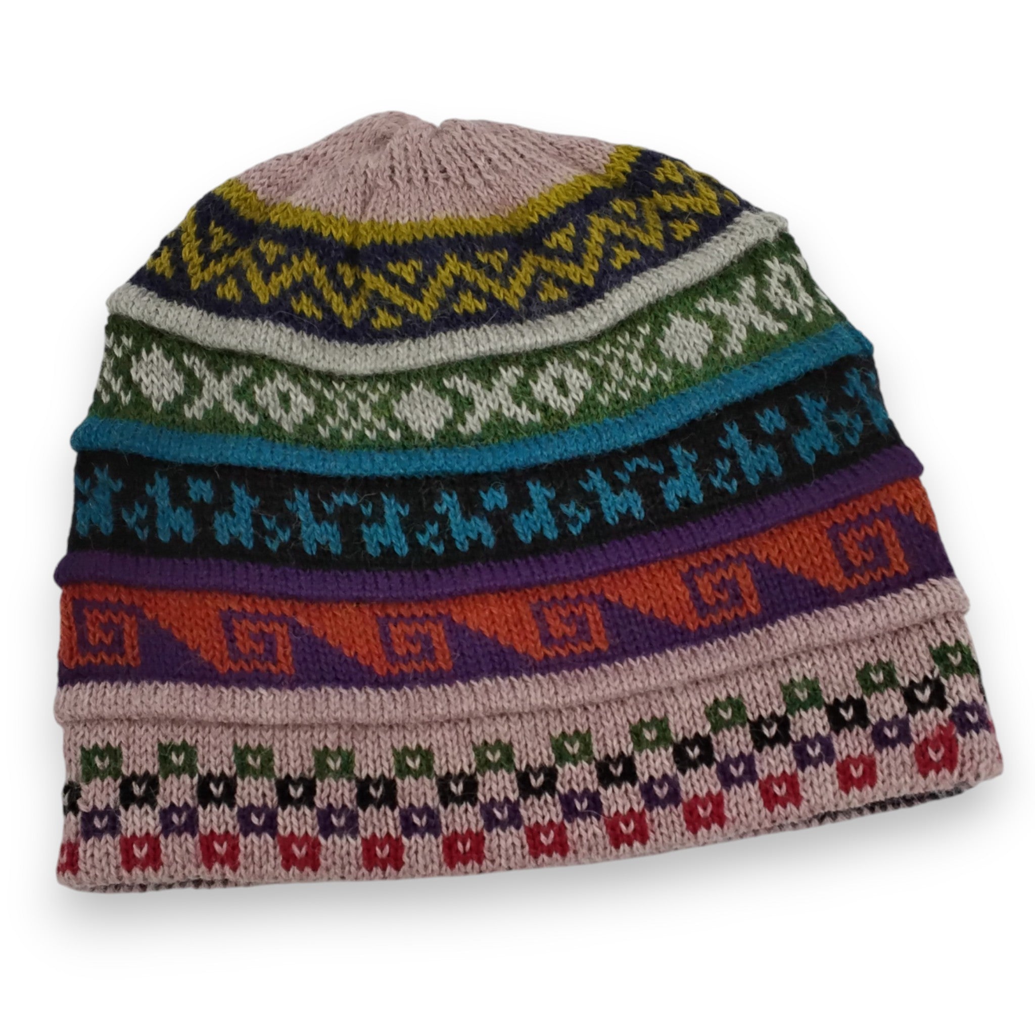Multicolor Hat with Running Alpacas Design