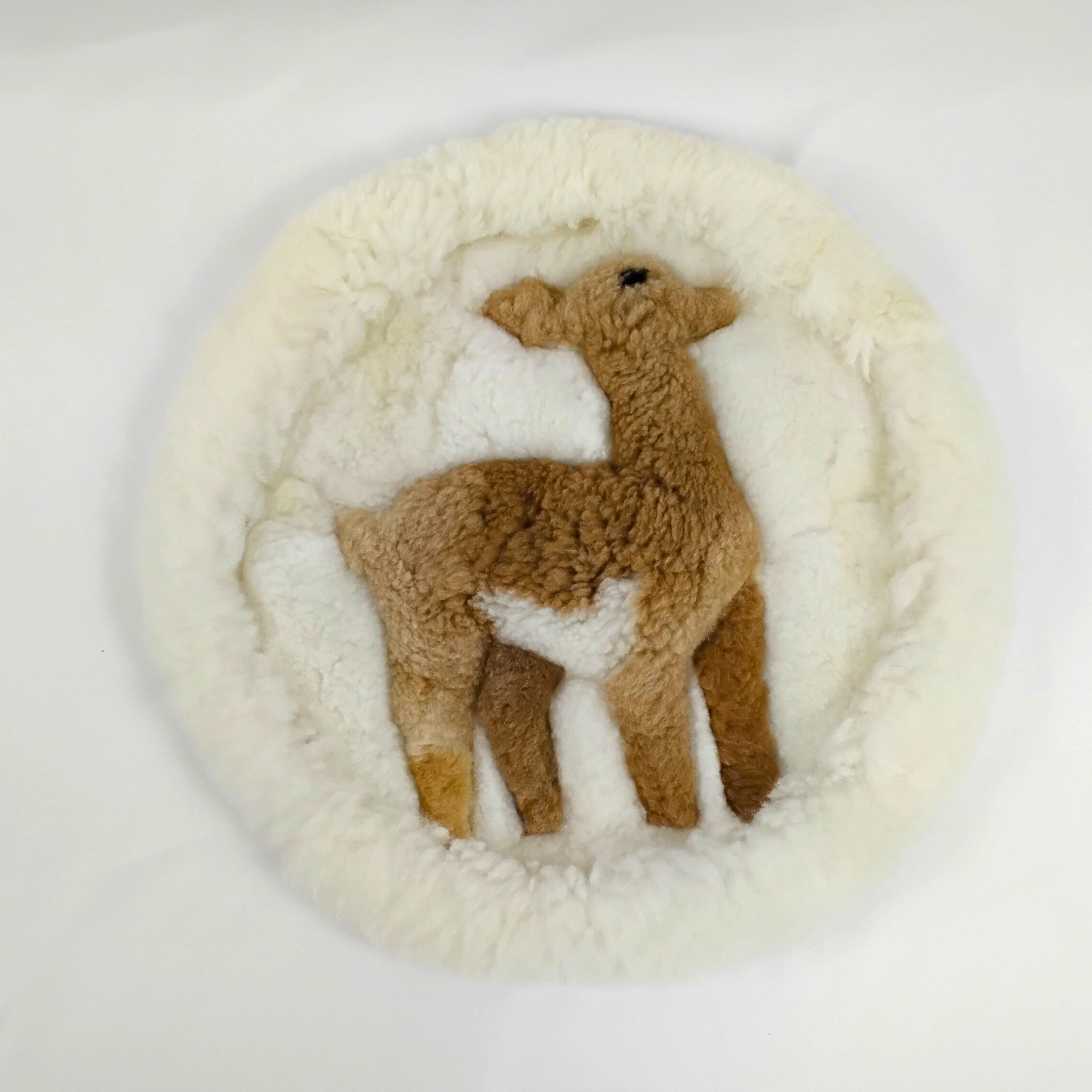 Small Round Fur Rug with Cria Design