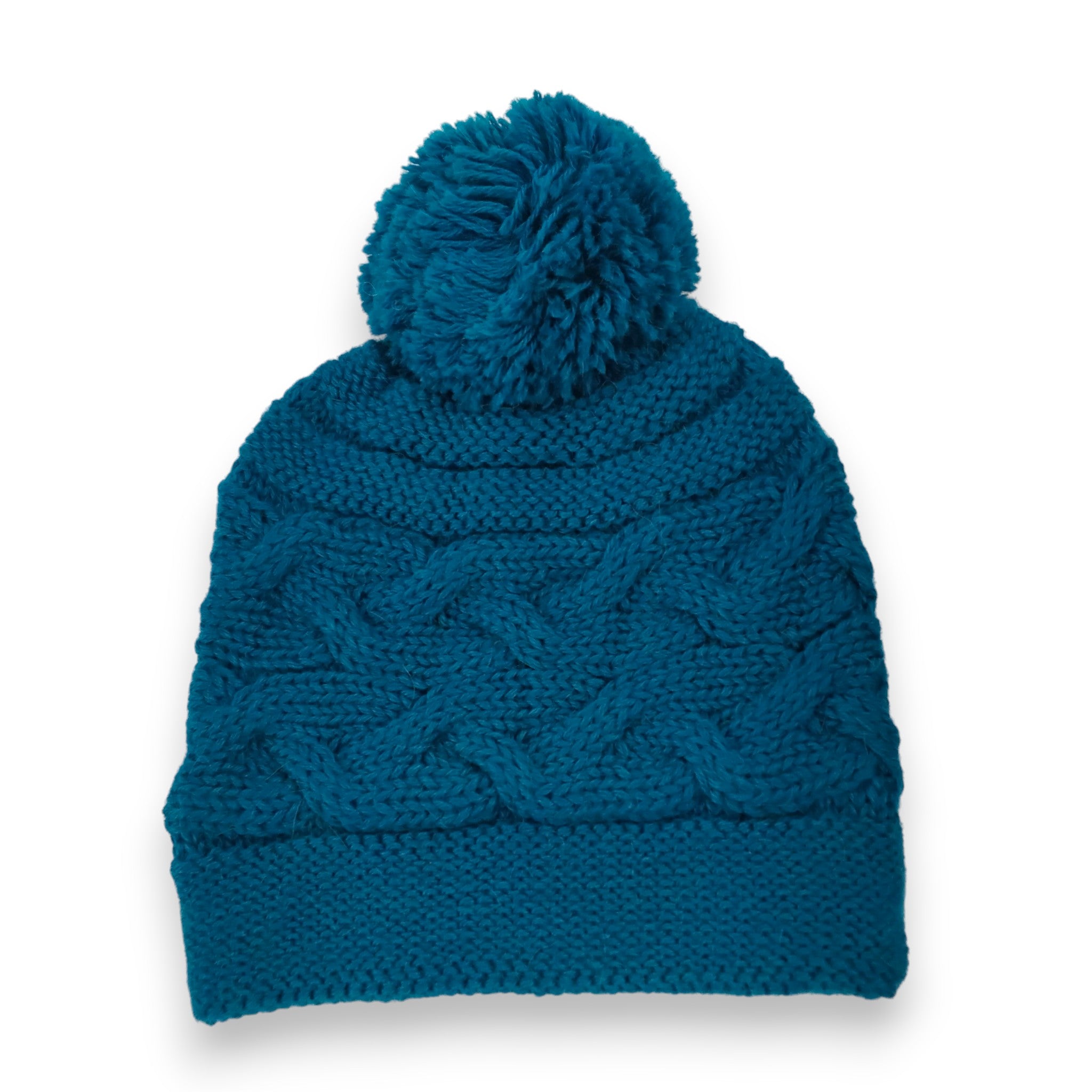 Alpaca Snake Cable Hat with Pom