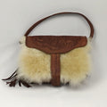 Western Tooled Leather and Alpaca Fur Purse