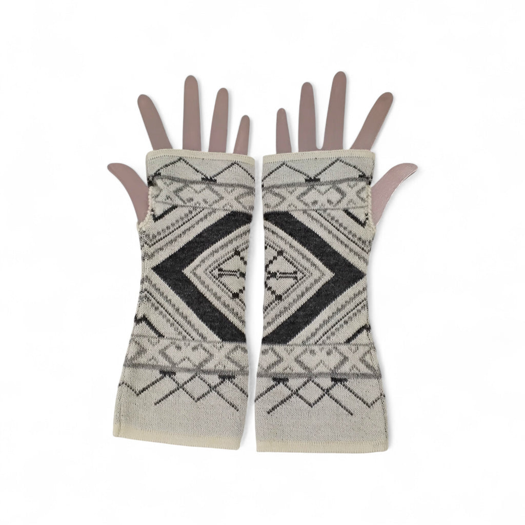 White Diamond Alpaca Fingerless Gloves