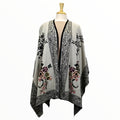 White Jewel Alpaca Rhuana with Floral Embroidery