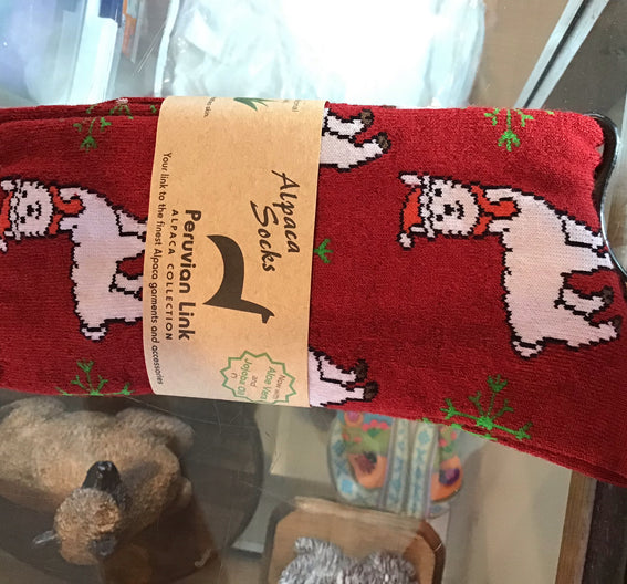 Alpaca Print Christmas Crew Sock